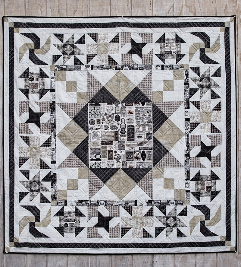 Golden Hues Medallion Quilt Kit – Patchwork kit from The Country Yard in warm tones.