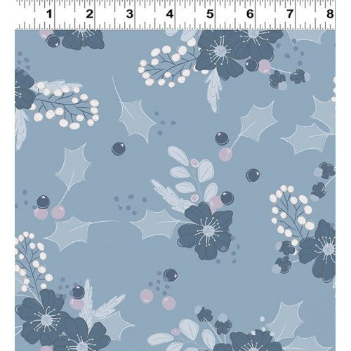 Tossed Flowers Blue fabric from Winter Garden collection by Meags & Me